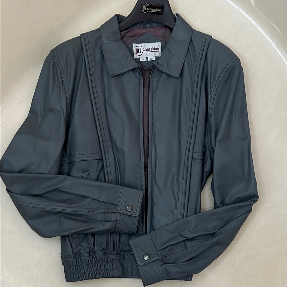 Vintage Leather Black Bomber Jacket